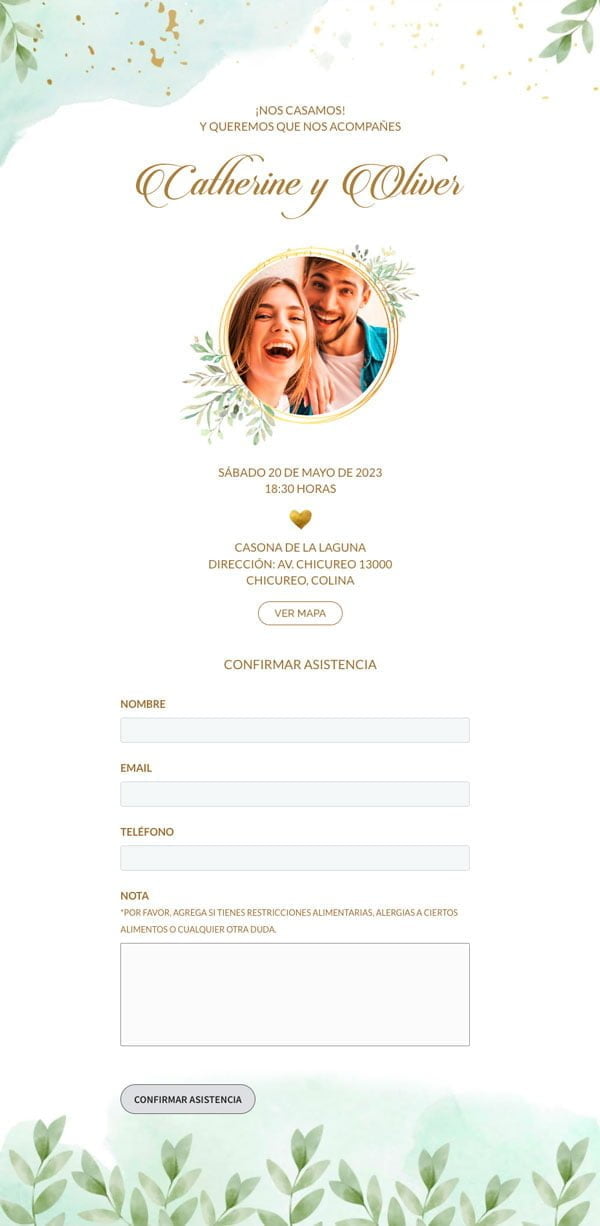 Modelo Catherine | Invitación digital de bodas para Whatsapp
